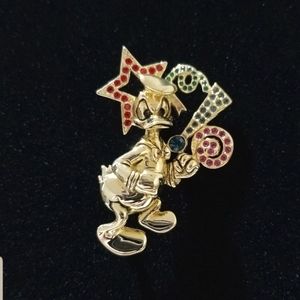 Donald Duck Disney by Napier Brass Brooch with Crystal Accents (1999)